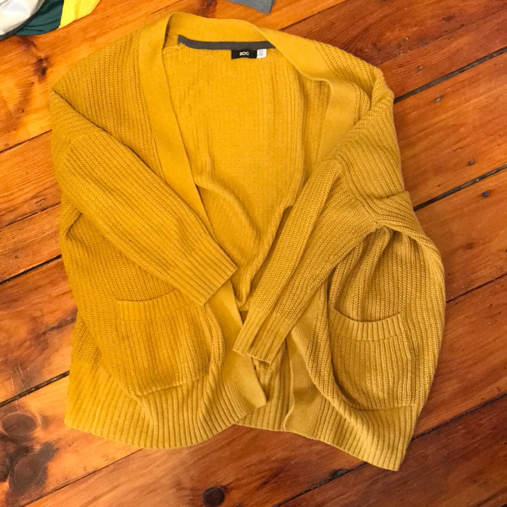 BDG yellow mustard knit cardigan